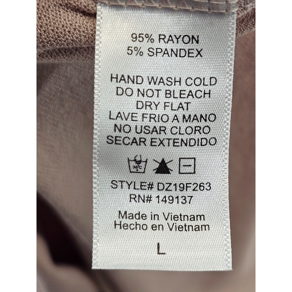 EXCUSE ME I HAVE TO GO BE AWESOME Women's L Mauve Surplice Blouse Shirt Top EUC - Picture 8 of 8